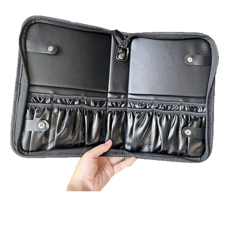 Large Capacity 29-Hole Vertical Foldableable Makeup Brush Bag Makeup Artist Pu Waterproof Brush Tool Bag Portable Cosmetics Bag